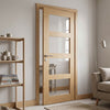 Valdor - Shaker Oak Internal Door - Clear Glass - Unfinished