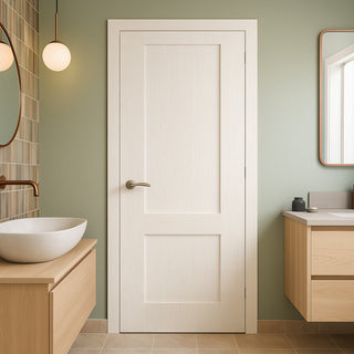 Image: Shaker 2 Panel Lightly Grained Internal PVC Door - Suitable for Bathrooms