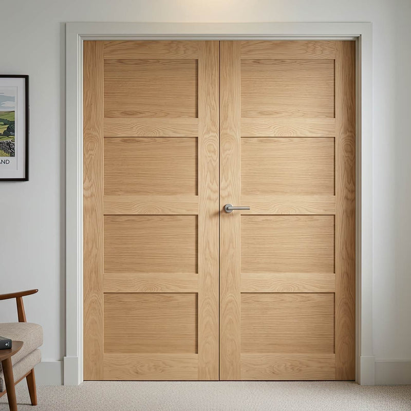 Coventry Shaker Style Oak Internal Door Pair - Unfinished