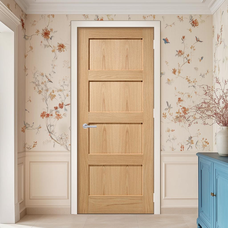 Shaker Oak 4 Panel Door - 1/2 Hour Fire Rated - Prefinished
