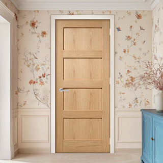Image: Shaker Oak 4 Panel Door - 1/2 Hour Fire Rated - Prefinished
