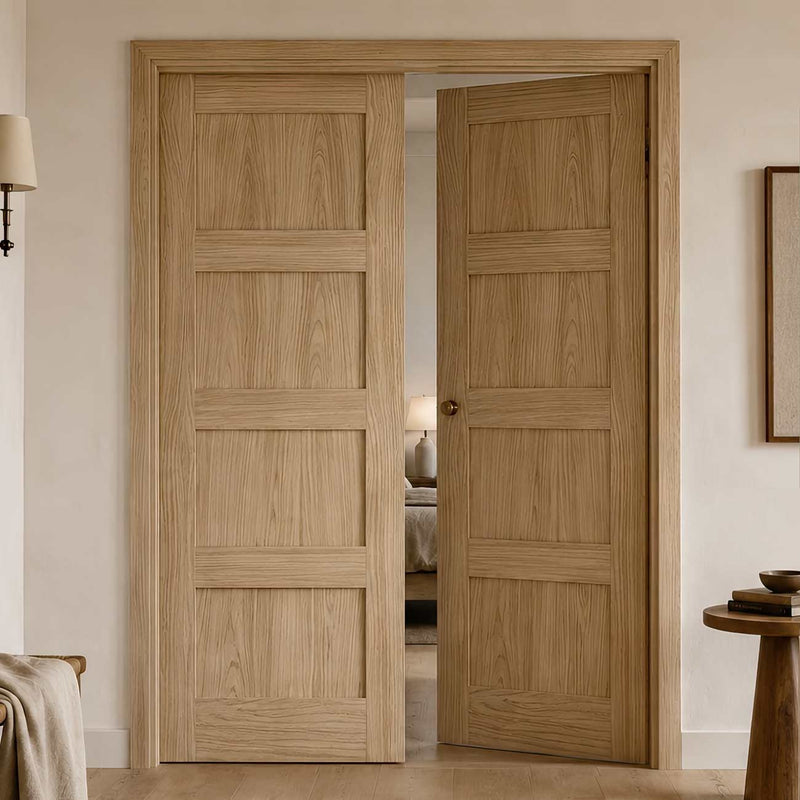 Value - Classic Oak Shaker Internal Door Pair - Unfinished