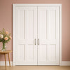 Victorian Shaker 4 Panel Internal Door Pair - White Primed