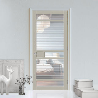 Image: Sheffield 5 Pane Solid Wood Internal Door UK Made DD6312 - Clear Reeded Glass - Eco-Urban® Mist Grey Premium Primed