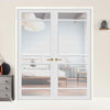 Sheffield 5 Pane Solid Wood Internal Door Pair UK Made DD6312 - Clear Reeded Glass - Eco-Urban® Cloud White Premium Primed