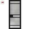 Sheffield 5 Pane Solid Wood Internal Door Pair UK Made DD6312 - Clear Reeded Glass - Eco-Urban® Shadow Black Premium Primed