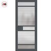 Sheffield 5 Pane Solid Wood Internal Door Pair UK Made DD6312 - Clear Reeded Glass - Eco-Urban® Stormy Grey Premium Primed