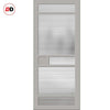 Sheffield 5 Pane Solid Wood Internal Door Pair UK Made DD6312 - Clear Reeded Glass - Eco-Urban® Mist Grey Premium Primed