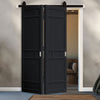 SpaceEasi Top Mounted Black Folding Track & Double Door - Eco-Urban® Sheffield 5 Panel Solid Wood Door DD6312 - Premium Primed Colour Options