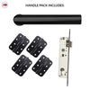 Shelton Door Lever Handle Pack - 4 Radius Cornered Hinges - Matt Black