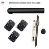 Shelton Bathroom Handle Pack - 3 Radius Cornered Hinges - Matt Black