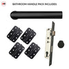 Shelton Bathroom Handle Pack - 4 Radius Cornered Hinges - Matt Black