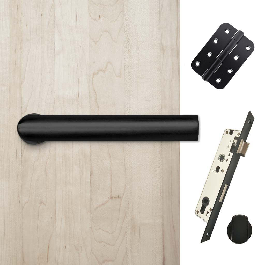 Shelton Bathroom Handle Pack - 3 Radius Cornered Hinges - Matt Black