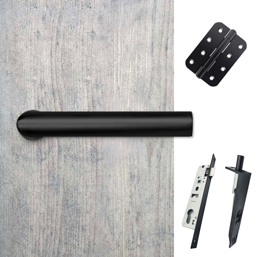 Shelton Double Door Lever Handle Pack - 6 Radius Cornered Hinges - Matt Black