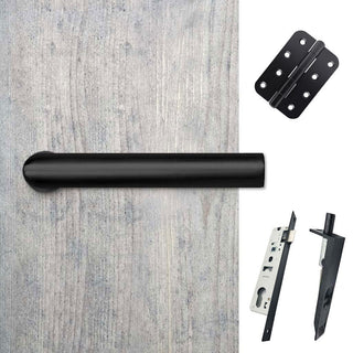 Image: Shelton Double Door Lever Handle Pack - 8 Radius Cornered Hinges - Matt Black