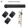Shelton Door Lever Handle Pack - 3 Radius Cornered Hinges - Matt Black