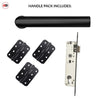 Shelton Door Lever Handle Pack - 3 Radius Cornered Hinges - Matt Black