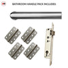 Shelton Door Lever Handle Pack - 4 Radius Cornered Hinges - Satin Stainless Steel