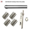 Shelton Bathroom Handle Pack - 4 Radius Cornered Hinges - Satin Stainless Steel