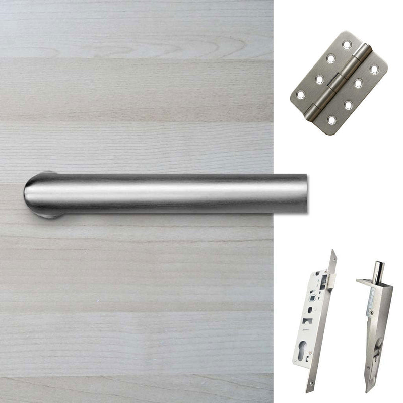 Shelton Double Door Lever Handle Pack - 6 Radius Cornered Hinges - Satin Stainless Steel
