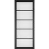 Shoreditch Black Staffetta Quad Telescopic Pocket Door - Prefinished - Clear Glass - Urban Collection