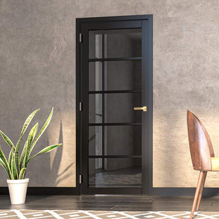 Image: Shoreditch Black Door - Prefinished - Tinted Glass - Urban Collection