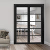 Shoreditch Black Internal Door Pair - Prefinished - Clear Glass - Urban Collection