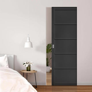 Image: Shoreditch Black Single Absolute Evokit Pocket Door - Prefinished - Urban Collection