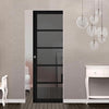 Shoreditch Black Single Absolute Evokit Pocket Door - Prefinished - Tinted Glass - Urban Collection