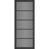 Shoreditch Black Staffetta Twin Telescopic Pocket Door - Prefinished - Tinted Glass - Urban Collection