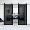 Top Mounted Sliding Track & Shoreditch Black Double Door - Prefinished - Tinted Glass - Urban Collection