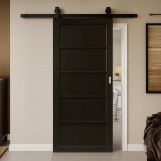 Image: Top Mounted Sliding Track & Door - Shoreditch Black Door - Prefinished - Urban Collection