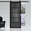 Top Mounted Sliding Track & Door - Shoreditch Black Door - Prefinished - Tinted Glass - Urban Collection