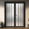 Simona Solid Wood Internal Door Pair UK Made DD0105F Frosted Glass - Shadow Black Premium Primed - Urban Lite® Bespoke Sizes