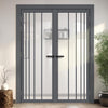 Simona Solid Wood Internal Door Pair UK Made DD0105C Clear Glass - Stormy Grey Premium Primed - Urban Lite® Bespoke Sizes