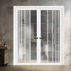 Simona Solid Wood Internal Door Pair UK Made DD0105C Clear Glass - Cloud White Premium Primed - Urban Lite® Bespoke Sizes