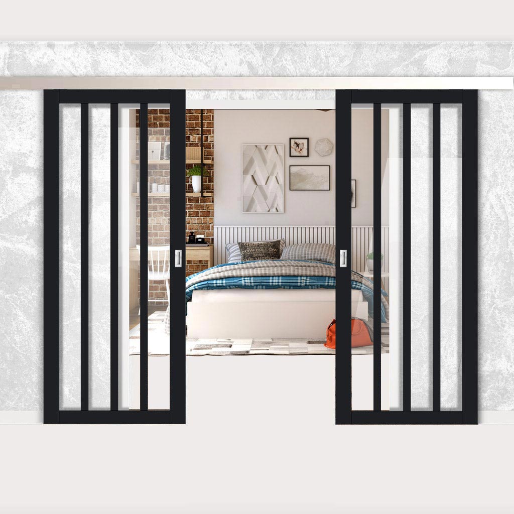 Double Sliding Door & Premium Wall Track - Eco-Urban® Sintra 4 Pane Do ...