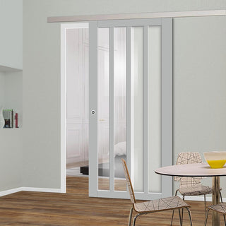 Image: Single Sliding Door & Premium Wall Track - Eco-Urban® Sintra 4 Pane Door DD6428G Clear Glass - 6 Colour Options