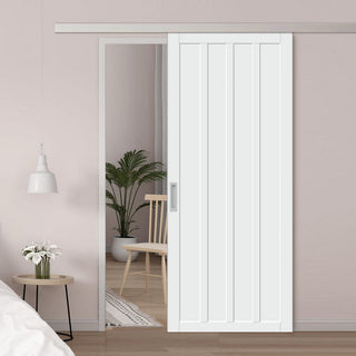 Image: Single Sliding Door & Premium Wall Track - Eco-Urban® Sintra 4 Panel Door DD6428 - 6 Colour Options
