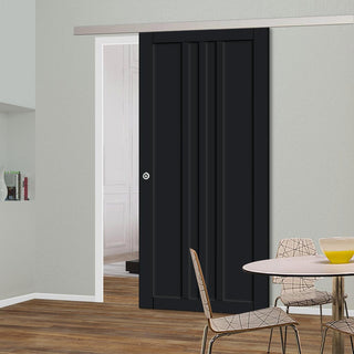 Image: Single Sliding Door & Premium Wall Track - Eco-Urban® Skye 4 Panel Door DD6435 - 6 Colour Options