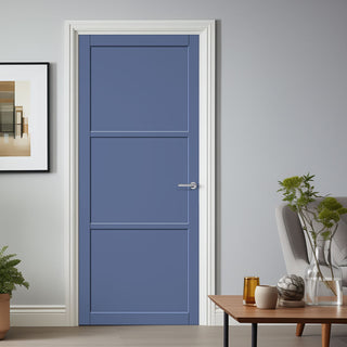 Image: Manchester 3 Panel Solid Wood Internal Door UK Made DD6305 - Eco-Urban® Heather Blue Premium Primed