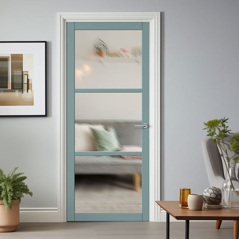 Manchester 3 Pane Solid Wood Internal Door UK Made DD6306R - Clear Reeded Glass - Eco-Urban - Colour Options