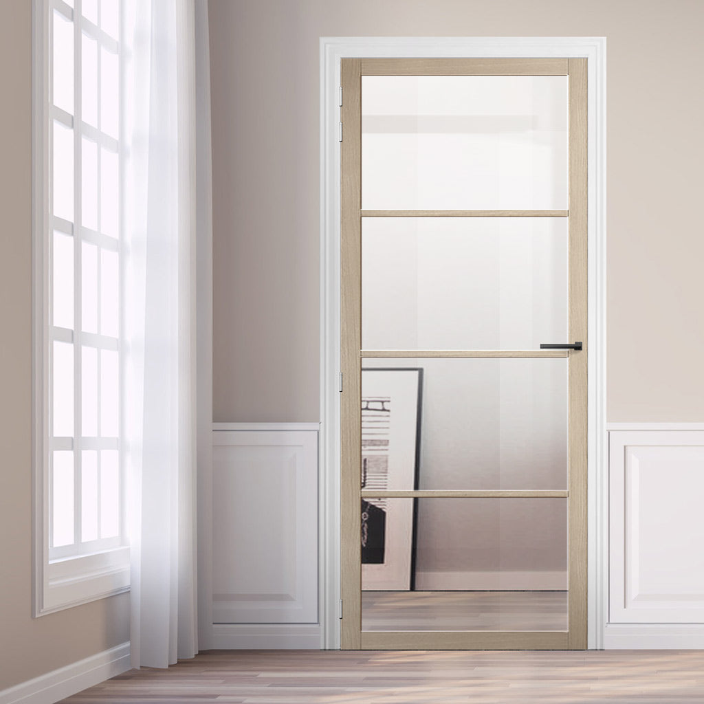 Soho Blonde Oak Internal Door - Clear Glass - Prefinished