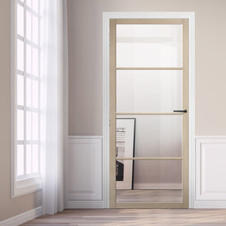 Image: Soho Blonde Oak Internal Door - Clear Glass - Prefinished
