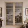 Soho Blonde Oak Internal Door Pair - Clear Glass - Prefinished