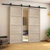 Top Mounted Black Sliding Track & Double Door - Soho Blonde Oak Panel Internal Door - Prefinished