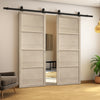 Top Mounted Black Sliding Track & Double Door - Soho Blonde Oak Panel Internal Door - Prefinished