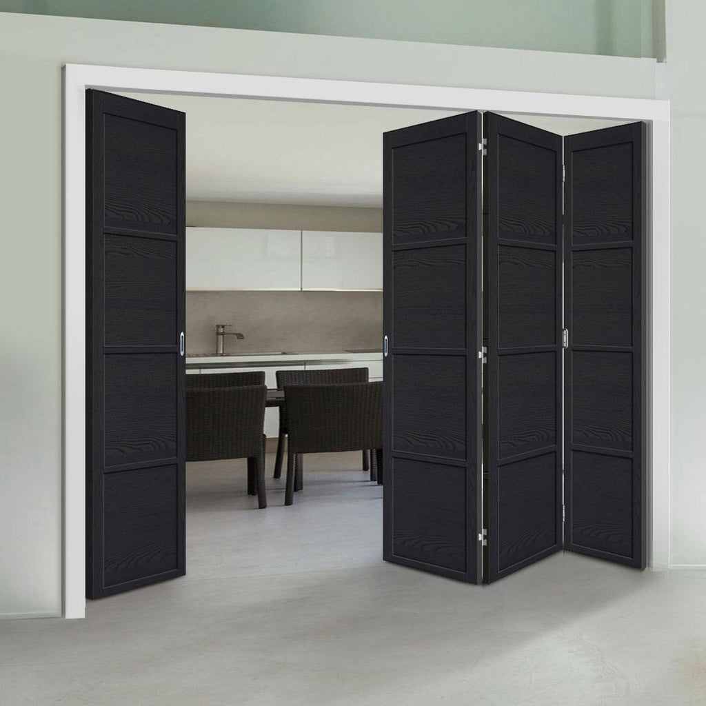 Four Folding Doors & Frame Kit - Soho 4 Panel Charcoal 3+1 - Prefinished
