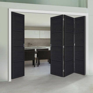 Image: Four Folding Doors & Frame Kit - Soho 4 Panel Charcoal 3+1 - Prefinished