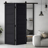 SpaceEasi Top Mounted Black Folding Track & Double Door  - Soho 4 Panel Charcoal Door - Prefinished